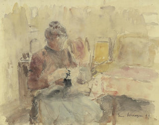 Gustav Schraegle - Knitting woman.webp