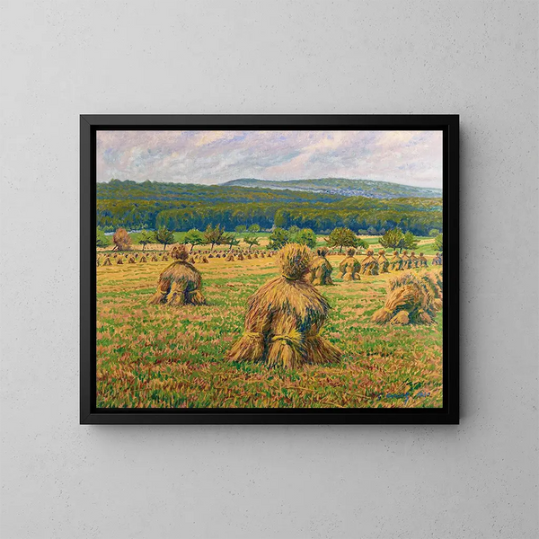 Die Heuhaufen - Gustave Cariot — gerahmtes Bild an der Wand