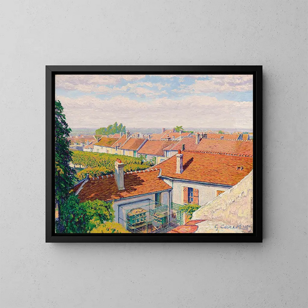 Les toits rouges - Gustave Cariot — gerahmtes Bild an der Wand