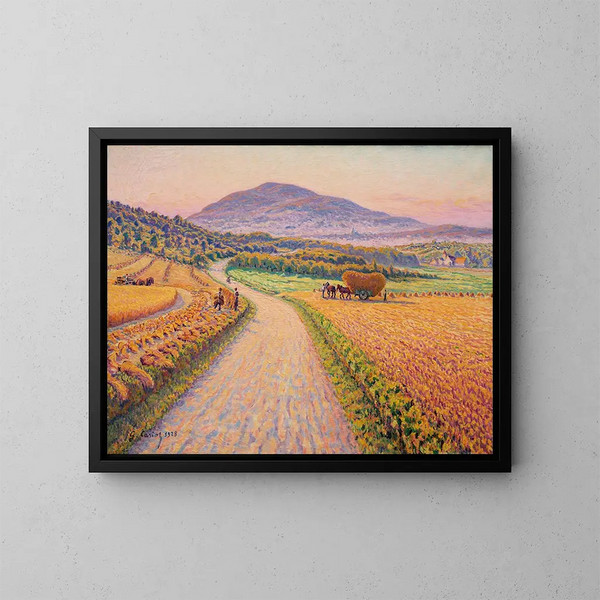 Landschaft mit Heuhaufen - Gustave Cariot — gerahmtes Bild an der Wand
