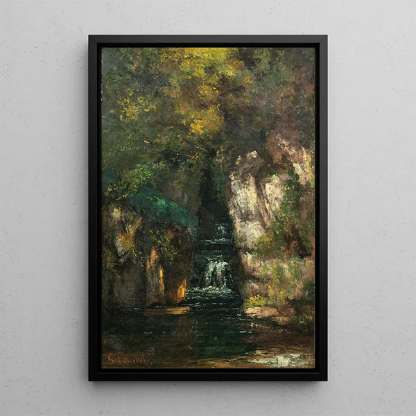 Eine Wasserfall in der Nähe von Ornans - Gustave Courbet — gerahmtes Bild an der Wand