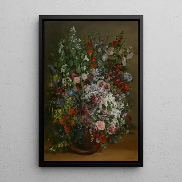 Blumenstrauß in einer Vase - Gustave Courbet — gerahmtes Bild an der Wand
