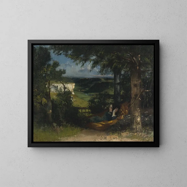 Frau in einer Hängematte - Gustave Courbet — gerahmtes Bild an der Wand