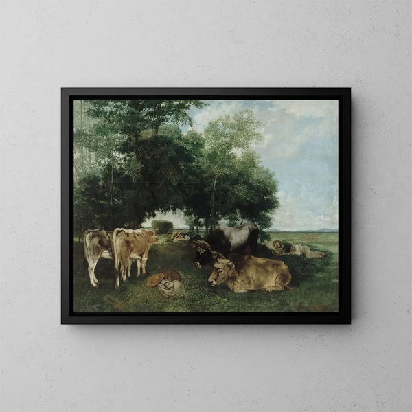 La Sieste pendant la saison des foins - Gustave Courbet — gerahmtes Bild an der Wand