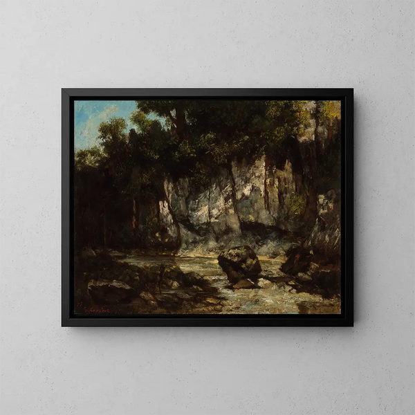 Landschaft mit einem Hirsch - Gustave Courbet — gerahmtes Bild an der Wand