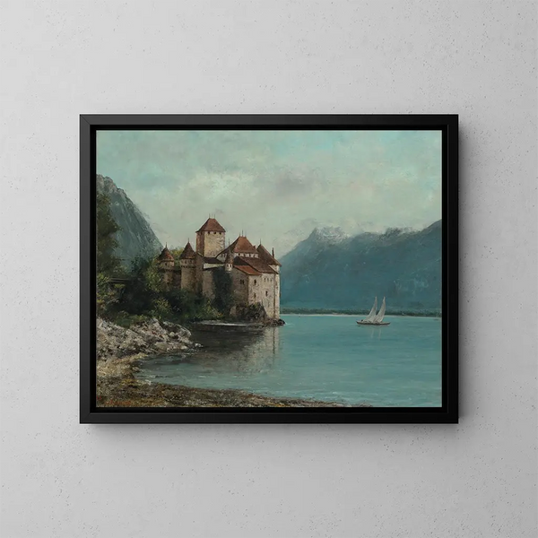 Das Château de Chillon, lac Léman - Gustave Courbet — gerahmtes Bild an der Wand
