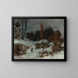 Tragende von Zweigen in einer Schneelandschaft - Gustave Courbet — gerahmtes Bild an der Wand