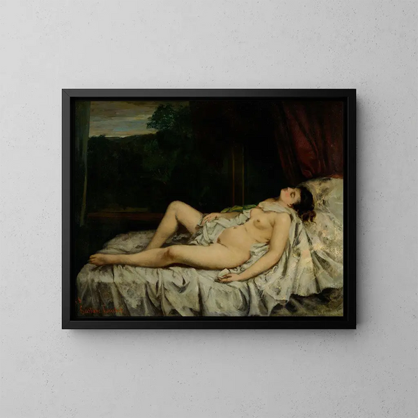 Nacktes schlafendes Mädchen - Gustave Courbet — gerahmtes Bild an der Wand