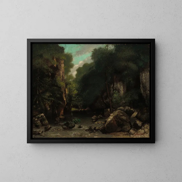 Die Tal der Schwarzen Brunnen - Gustave Courbet — gerahmtes Bild an der Wand