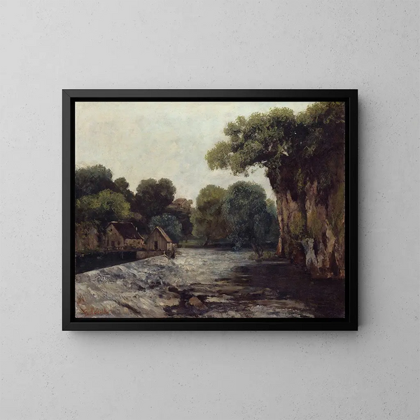 Der Überlauf am Mühle - Gustave Courbet — gerahmtes Bild an der Wand