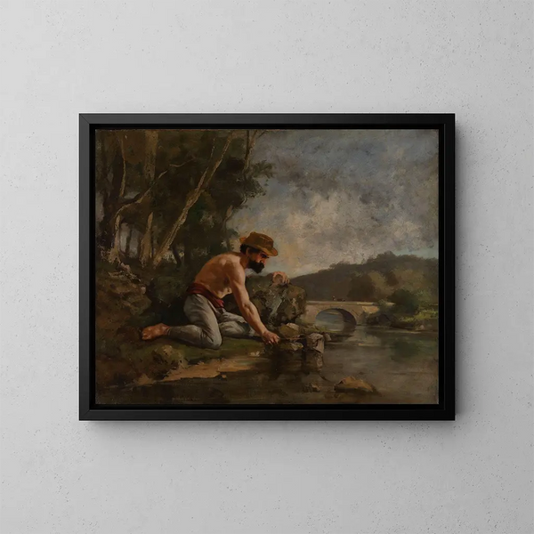 Der Fischer - Gustave Courbet — gerahmtes Bild an der Wand