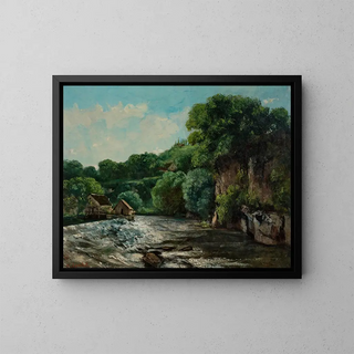 Ein Staudamm bei Ornans oder L'écluse de la Loue - Gustave Courbet — gerahmtes Bild an der Wand