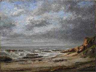 Ansicht eines stürmischen Meeres in der Nähe einer Klippe - Gustave Courbet — Ansicht des Kunstwerks
