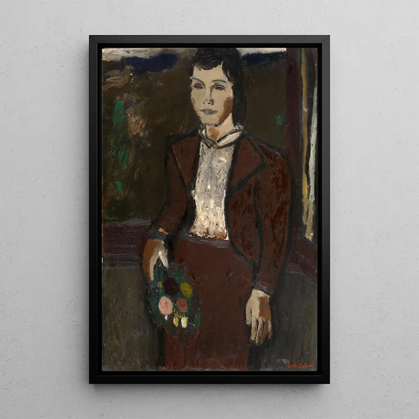 Mädchen mit einem Blumenstrauß - Gustave De Smet — gerahmtes Bild an der Wand