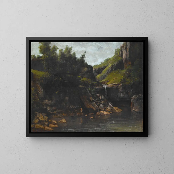 Kaskade in einer felsigen Landschaft - Gustave Doré — gerahmtes Bild an der Wand