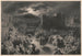Szene der Kreuzigung in einer dunklen und stürmischen Stadt mit Menschenmengen und römischen Soldaten, die zwei Männer umgeben - Gustave Doré — Ansicht des Kunstwerks