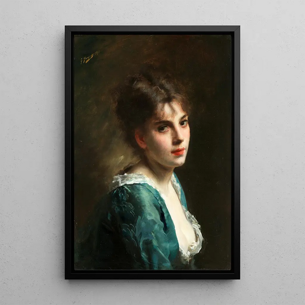 Portrait einer jungen Schönheit - Gustave Jean Jacquet — gerahmtes Bild an der Wand
