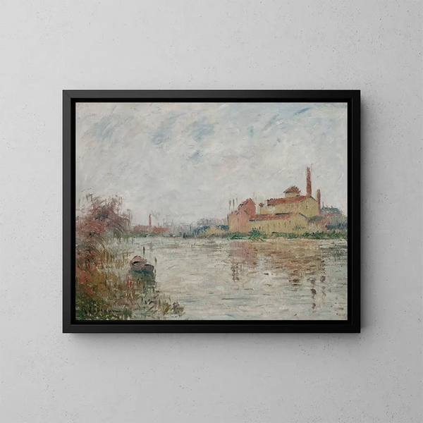 L'Usine am Flussufer - Gustave Loiseau — gerahmtes Bild an der Wand