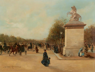 Les Champs-Élysées avec les Tuileries et l'Arc de Triomphe au loin - Gustave Maincent — Ansicht des Kunstwerks