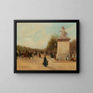 Les Champs-Élysées avec les Tuileries et l'Arc de Triomphe au loin - Gustave Maincent — gerahmtes Bild an der Wand