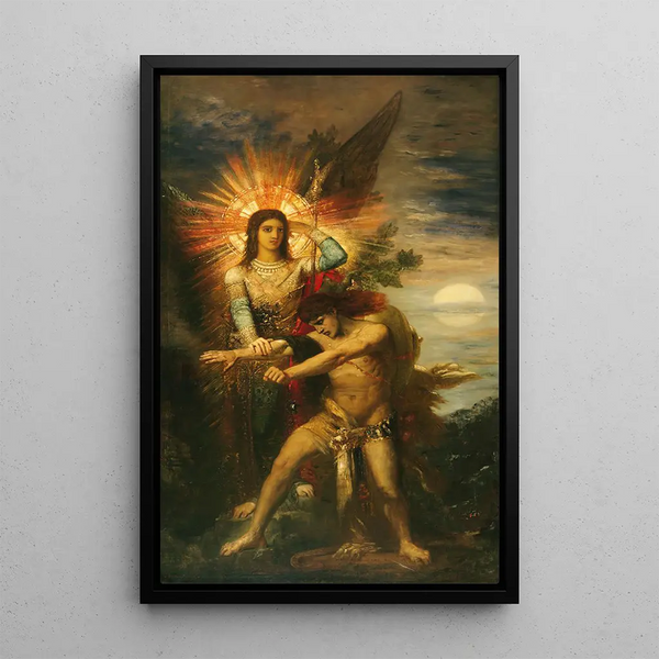 Jacob und der Engel - Gustave Moreau — gerahmtes Bild an der Wand