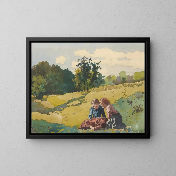 Kinder auf einer Wiese - Gustav Mahler — gerahmtes Bild an der Wand