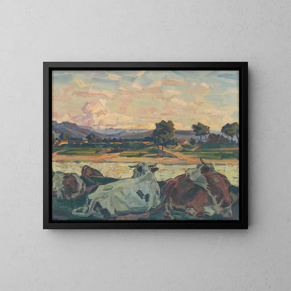 Kühe an einem Ufer - Gustav Mahler — gerahmtes Bild an der Wand