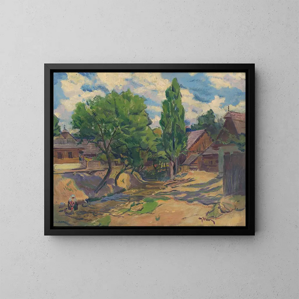 Landschaft mit Häusern - Gustav Mahler — gerahmtes Bild an der Wand