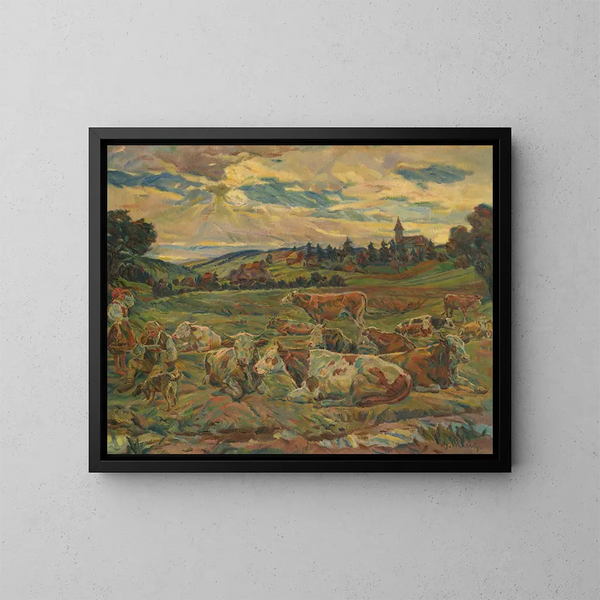 Frühstück eines Rindviehs - Gustav Mahler — gerahmtes Bild an der Wand