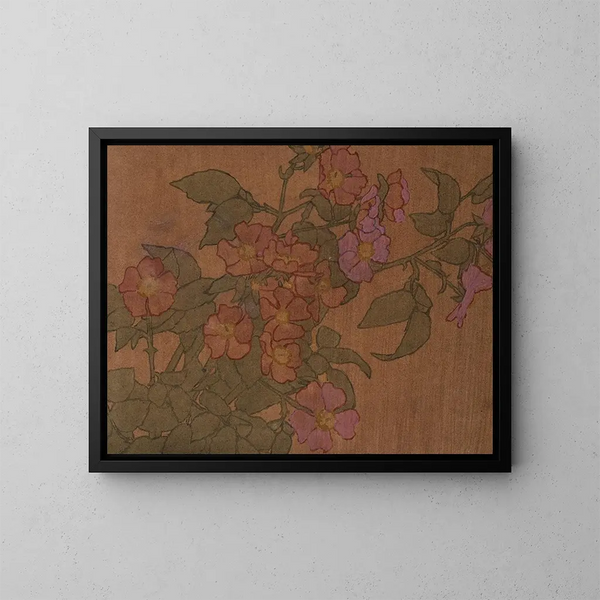 Rosen Rosen auf terrakottafarbenem Hintergrund - Hannah Borger Overbeck — gerahmtes Bild an der Wand