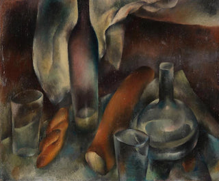 Stillleben mit Flaschen und Baguettes - Hanns Bolz — Ansicht des Kunstwerks