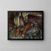 Stillleben mit Flaschen und Baguettes - Hanns Bolz — gerahmtes Bild an der Wand