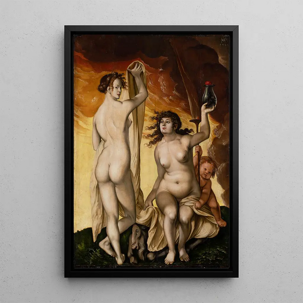 Zwei Hexen - Hans Baldung — gerahmtes Bild an der Wand