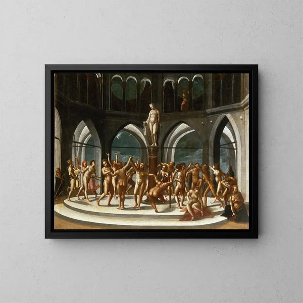 Tanz um die Statue der Venus - Hans Bock der Ältere — gerahmtes Bild an der Wand