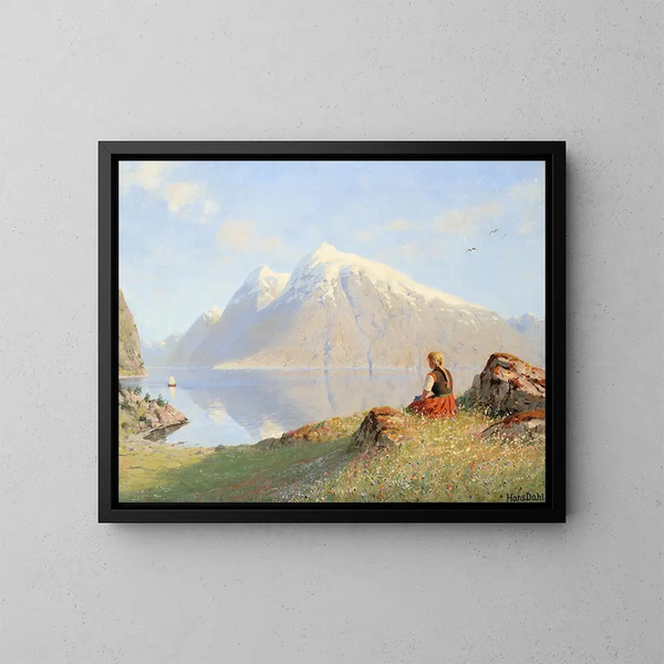 Sommer in den Fjorden - Hans Dahl — gerahmtes Bild an der Wand