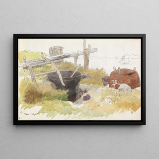 Hans Gude - Vaskeplass ved stranden Feste.webp