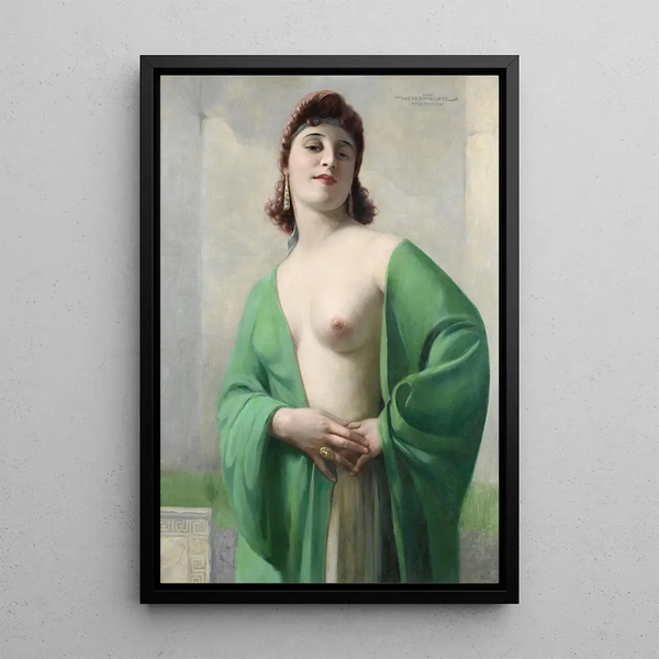 Portrait einer rothaarigen Dame - Hans Hassenteufel — gerahmtes Bild an der Wand
