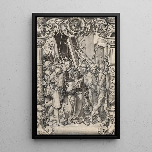 Glasfenster mit der Kreuztragung Christi - Hans Holbein der Jüngere — gerahmtes Bild an der Wand
