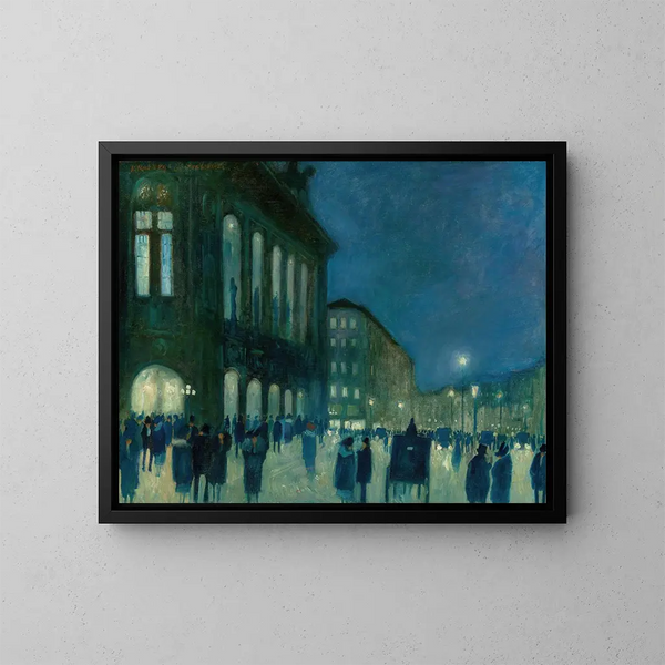 Ansicht des Wiener Staatsopernhauses bei Nacht - Hans Ruzicka-Lautenschlaeger — gerahmtes Bild an der Wand