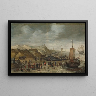 Hans Savery the elder - A Sperm Whale Washed up on the Beach at Noordwijk 28 December 1614.webp