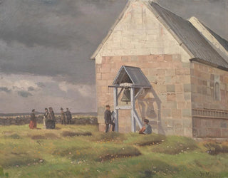 Hans Smidth - A Storm Brewing behind Nrre Vium Church Jutland.webp