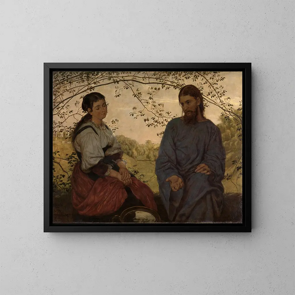 Der Christus und die Samariterin - Hans Thoma — gerahmtes Bild an der Wand
