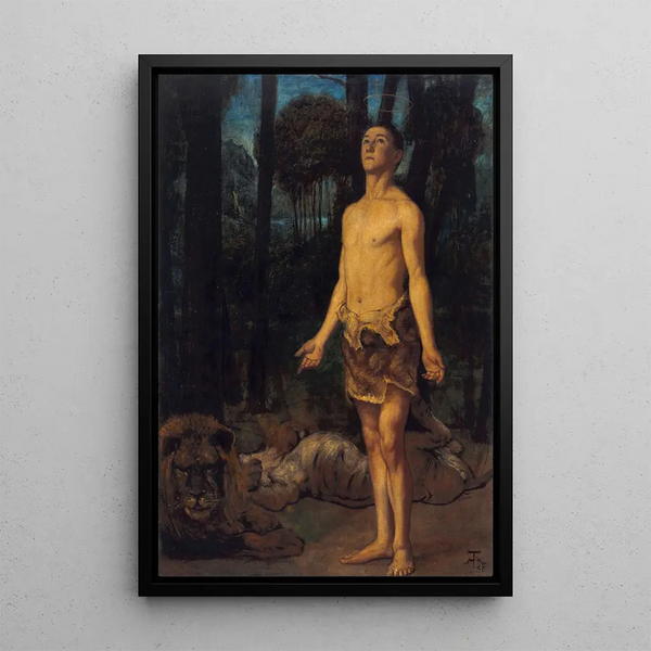 Daniel in der Löwengrube - Hans Thoma — gerahmtes Bild an der Wand