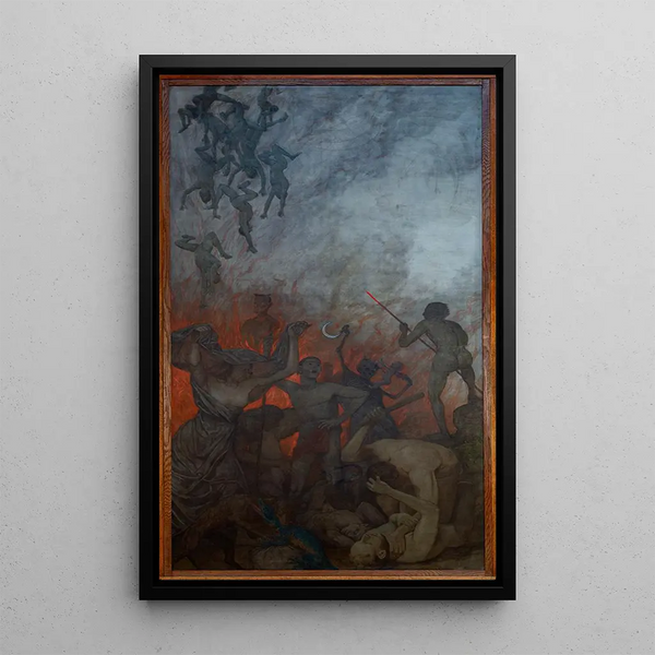 L: Oster-Triptyk Gemälde - Hölle - Hans Thoma — gerahmtes Bild an der Wand