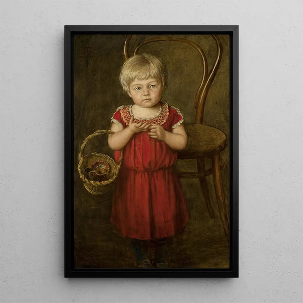 Portrait von Ela mit einem Korb - Hans Thoma — gerahmtes Bild an der Wand