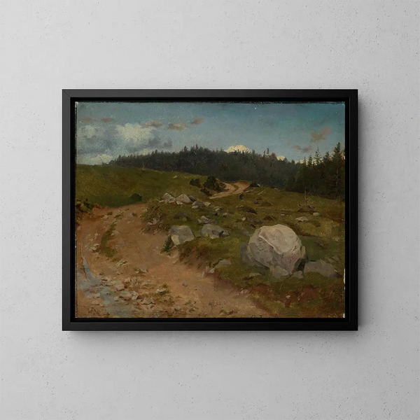 Weg mit Geröll am Waldrand - Hans Thoma — gerahmtes Bild an der Wand