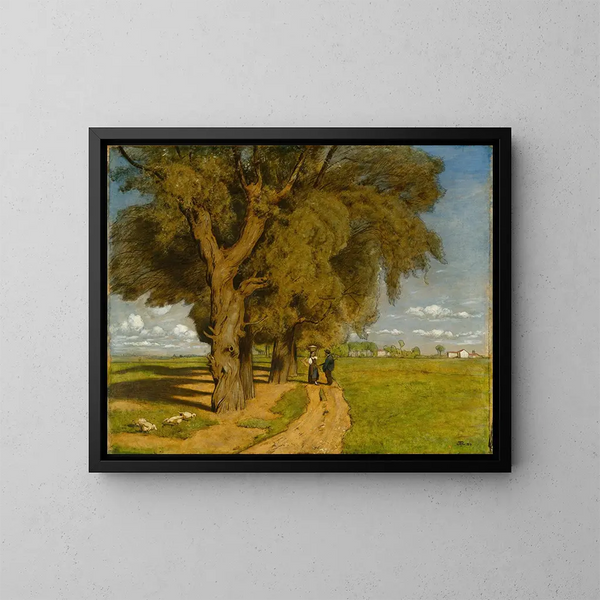 Sommerlandschaft bei Karlsruhe - Hans Thoma — gerahmtes Bild an der Wand