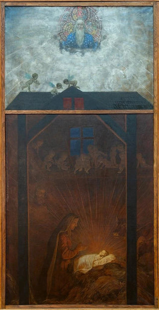 Hans Thoma - Weihnachtstriptychon Anbetung des Kindes.webp