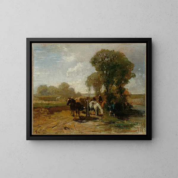 Halt am Wassertränke - Hans von Marées — gerahmtes Bild an der Wand