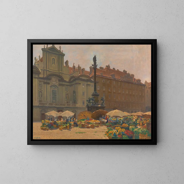 Kirche am Hof, Ministerium für Krieg und Säule von Maria mit Blumenmarkt - Hans Wild — gerahmtes Bild an der Wand